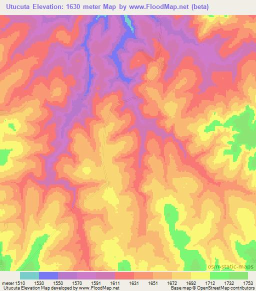 Utucuta,Angola Elevation Map