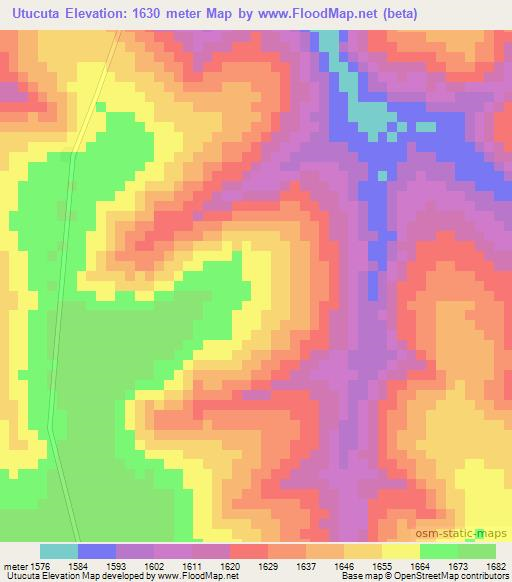 Utucuta,Angola Elevation Map