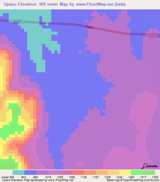 Upano,Angola Elevation Map
