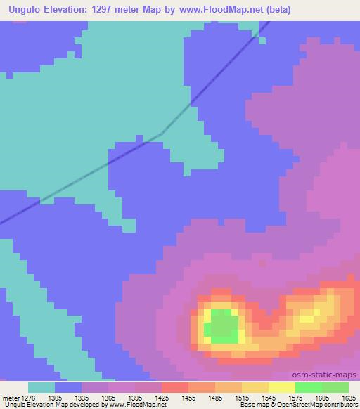 Ungulo,Angola Elevation Map