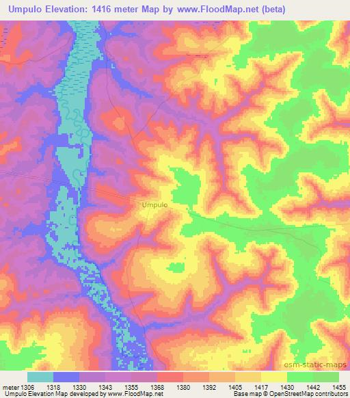 Umpulo,Angola Elevation Map