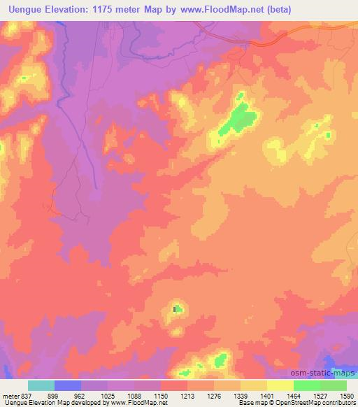 Uengue,Angola Elevation Map