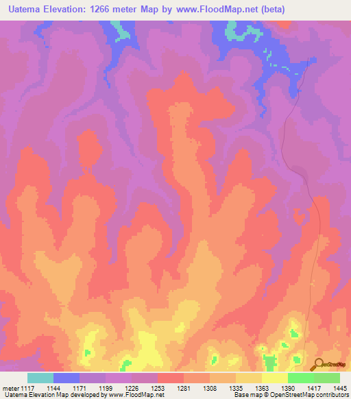 Uatema,Angola Elevation Map