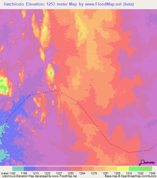 Uatchicuio,Angola Elevation Map
