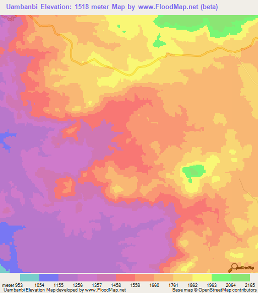 Uambanbi,Angola Elevation Map
