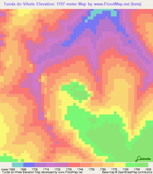 Tunda do Vihele,Angola Elevation Map