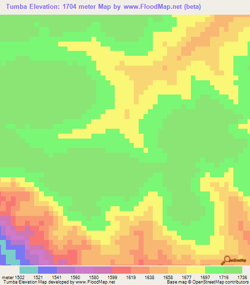 Tumba,Angola Elevation Map