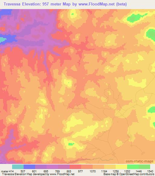 Travessa,Angola Elevation Map