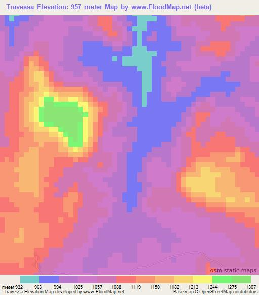 Travessa,Angola Elevation Map
