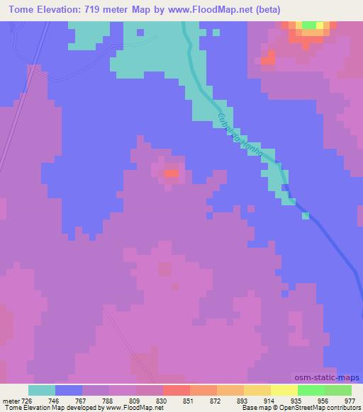 Tome,Angola Elevation Map