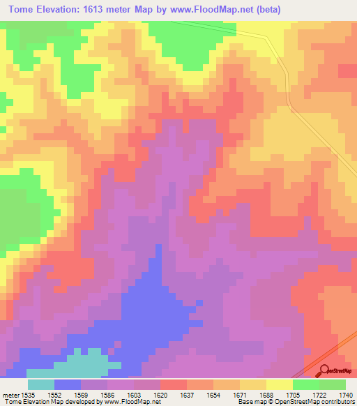 Tome,Angola Elevation Map
