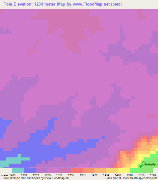 Tola,Angola Elevation Map