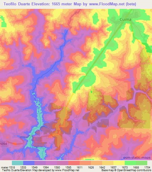 Teofilo Duarte,Angola Elevation Map