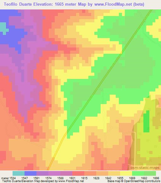 Teofilo Duarte,Angola Elevation Map