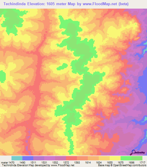 Techindinda,Angola Elevation Map
