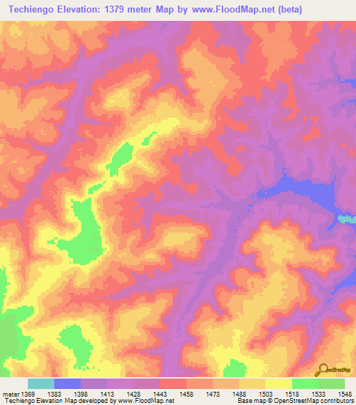 Techiengo,Angola Elevation Map
