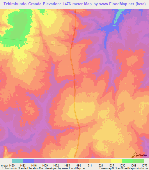 Tchimbundo Grande,Angola Elevation Map