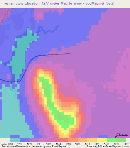 Techamutete,Angola Elevation Map