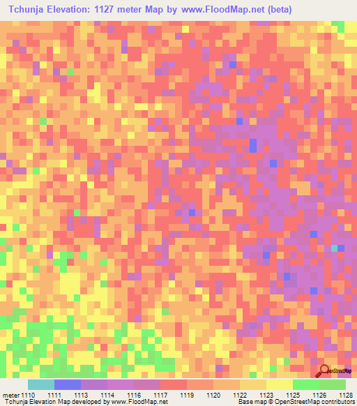 Tchunja,Angola Elevation Map