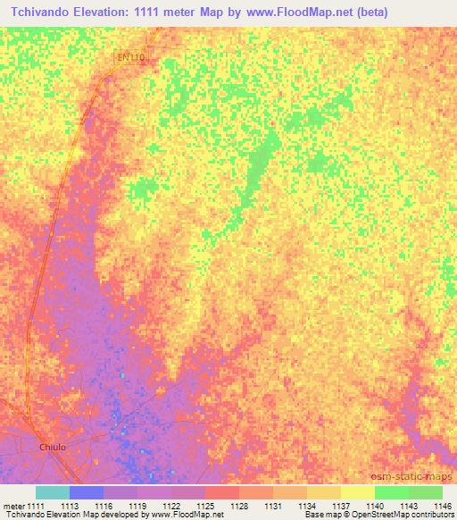 Tchivando,Angola Elevation Map