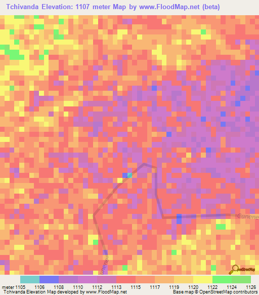 Tchivanda,Angola Elevation Map