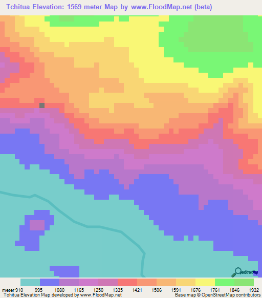 Tchitua,Angola Elevation Map
