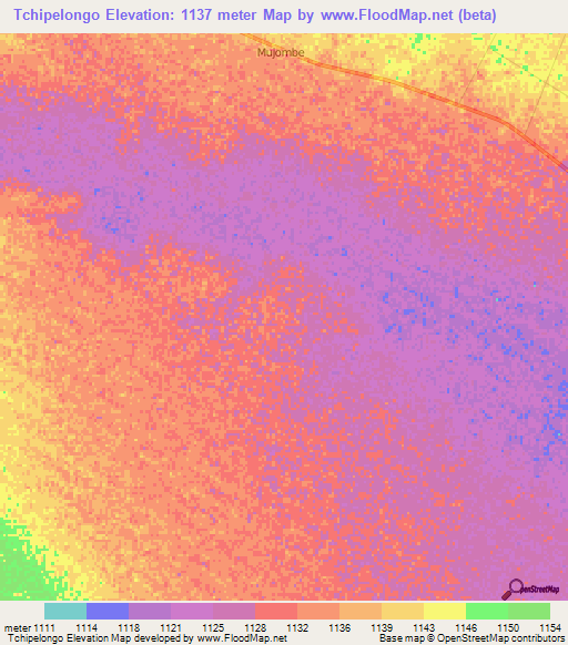 Tchipelongo,Angola Elevation Map