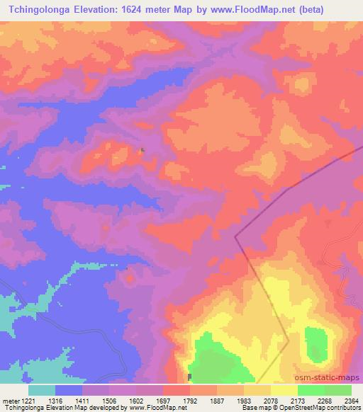 Tchingolonga,Angola Elevation Map
