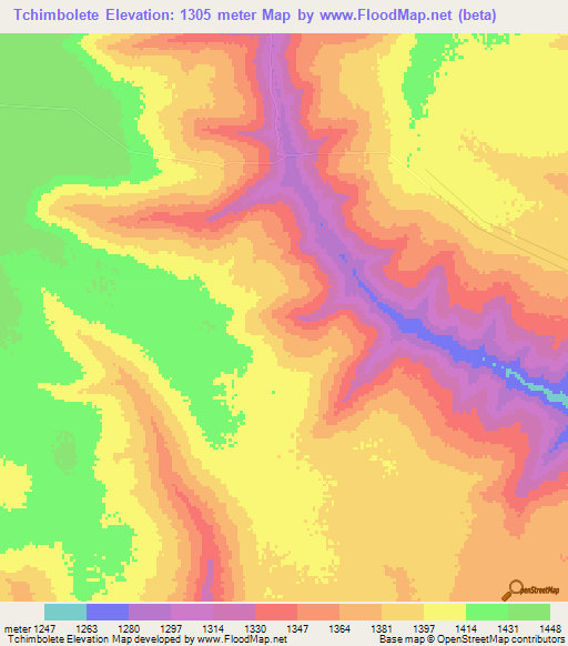 Tchimbolete,Angola Elevation Map