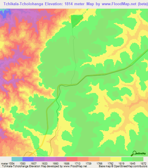 Tchikala-Tcholohanga,Angola Elevation Map