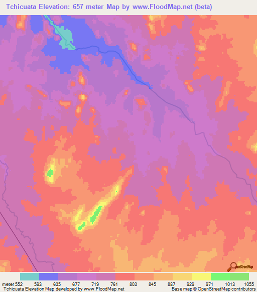 Tchicuata,Angola Elevation Map