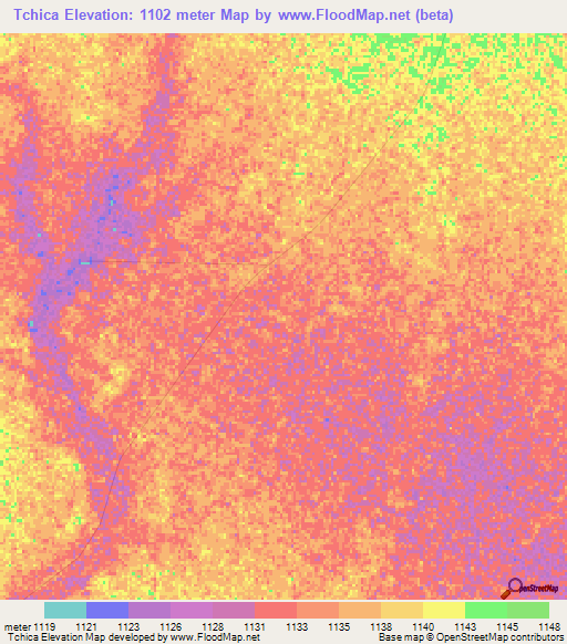 Tchica,Angola Elevation Map