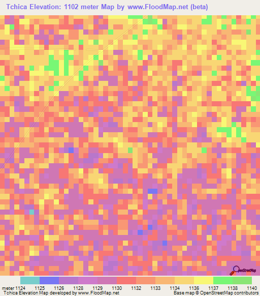 Tchica,Angola Elevation Map