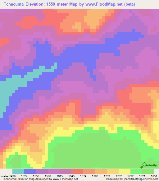 Tchacuma,Angola Elevation Map