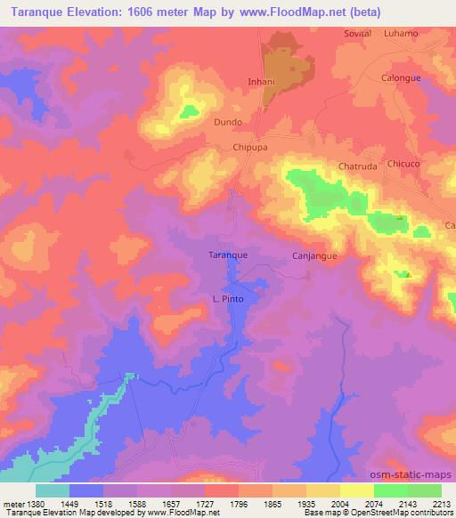 Taranque,Angola Elevation Map