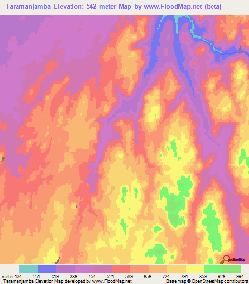 Taramanjamba,Angola Elevation Map