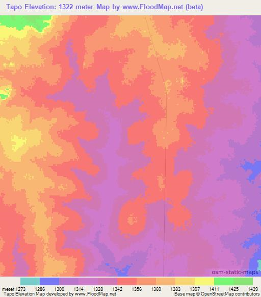Tapo,Angola Elevation Map