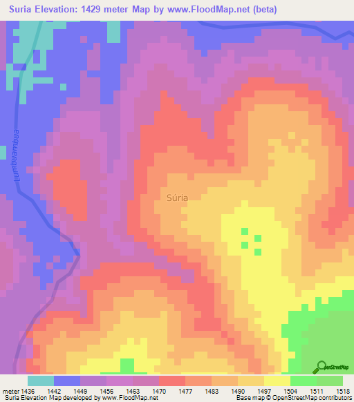 Suria,Angola Elevation Map