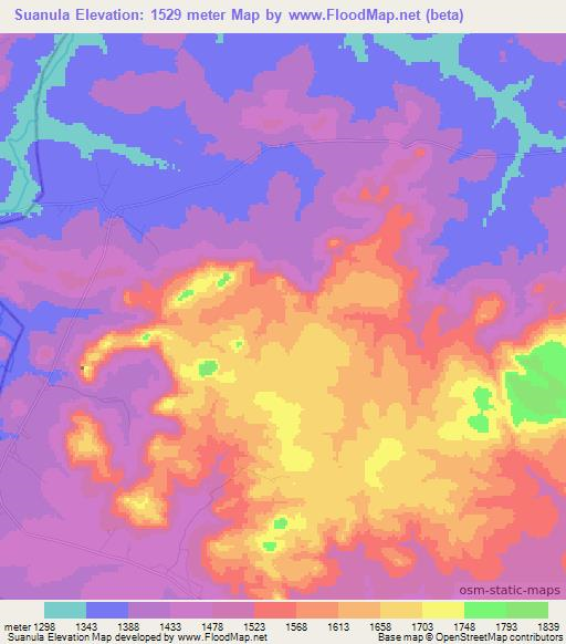 Suanula,Angola Elevation Map