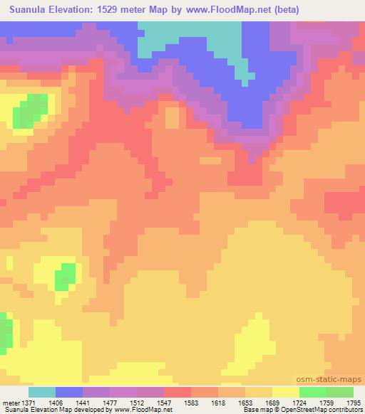 Suanula,Angola Elevation Map