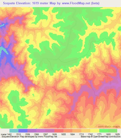 Soquete,Angola Elevation Map