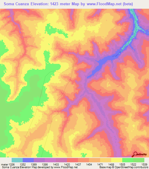Soma Cuanza,Angola Elevation Map
