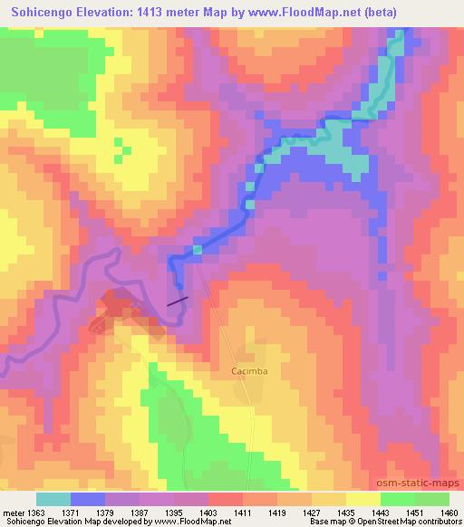 Sohicengo,Angola Elevation Map