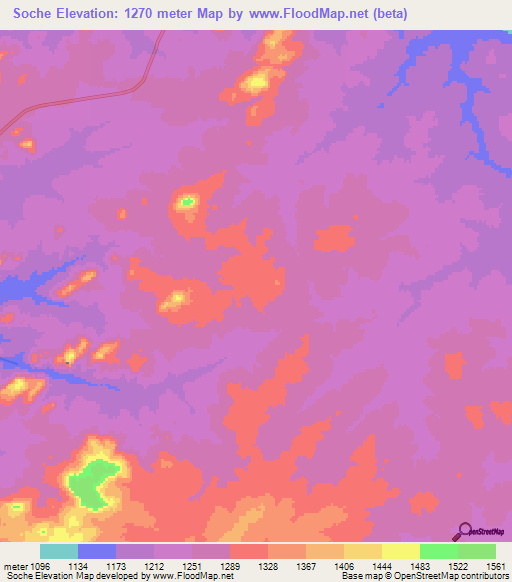 Soche,Angola Elevation Map