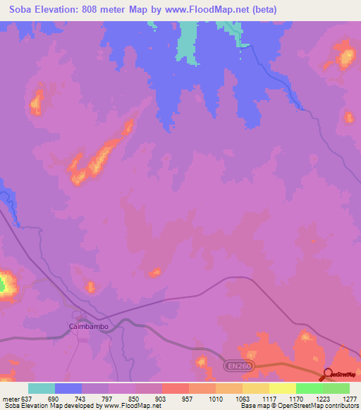 Soba,Angola Elevation Map