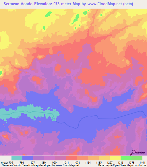 Serracao Vondo,Angola Elevation Map