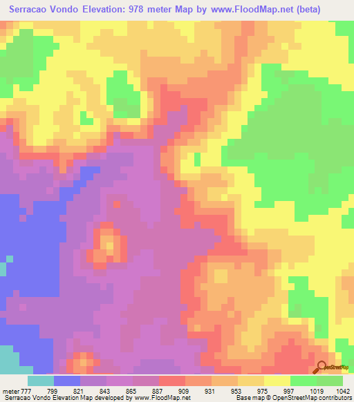 Serracao Vondo,Angola Elevation Map