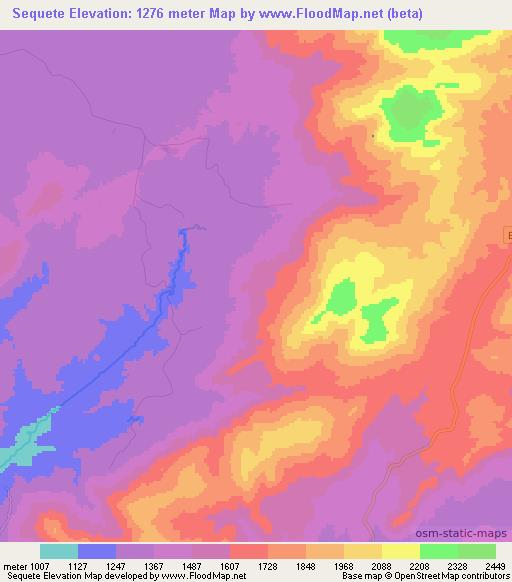 Sequete,Angola Elevation Map
