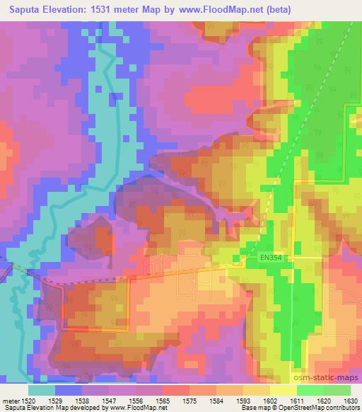 Saputa,Angola Elevation Map