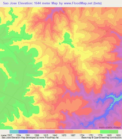 Sao Jose,Angola Elevation Map